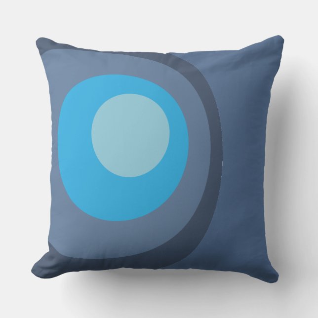 Retro Blue Circles Cushion (Front)