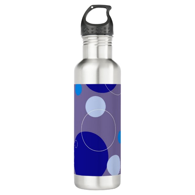 Retro Blue Circles & Ovals Royal Periwinkle Aqua 710 Ml Water Bottle (Front)