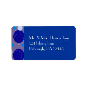 Retro Blue Circles & Ovals Royal Periwinkle Aqua Label