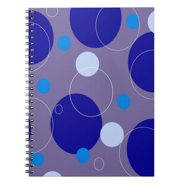 Retro Blue Circles & Ovals Royal Periwinkle Aqua Notebook (Front)