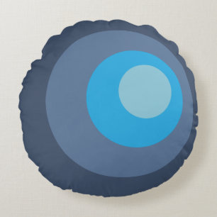 Retro Blue Circles Round Cushion