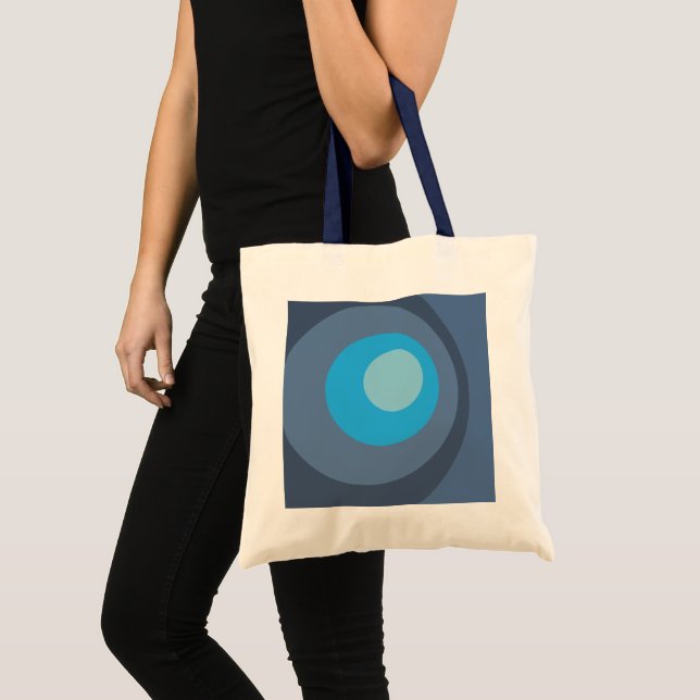 Retro Blue Circles Tote Bag (Front (Product))