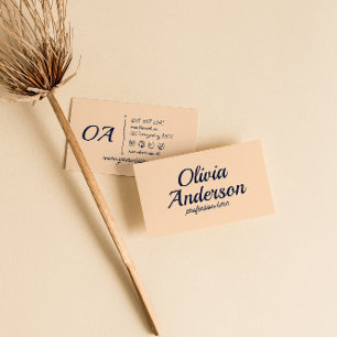 Retro Blue Colourful Bold Groovy Cute Unique Business Card