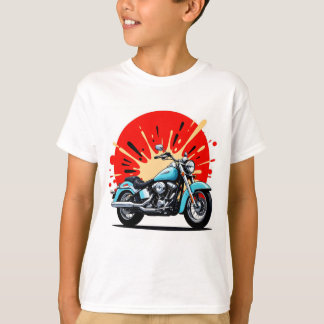 Retro Blue Cruiser – Pop‑Art Motorcycle T-Shirt