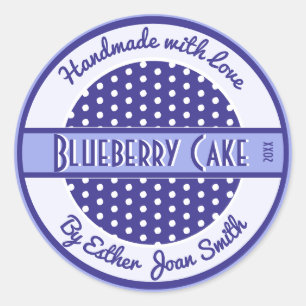 Retro Blue Custom Text Food Label with Polka Dots