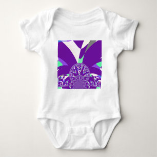 Retro Blue Cyan Kaleidoscope Art Print Baby Bodysuit
