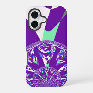 Retro Blue Cyan Kaleidoscope Art Print iPhone 16 Case
