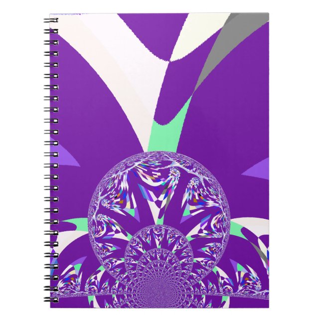 Retro Blue Cyan Kaleidoscope Art Print Spiral Notebook (Front)