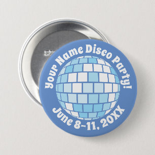 Retro Blue Disco Ball PERSONALIZED Button