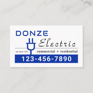 Retro Blue Electric Power Plug Business Card