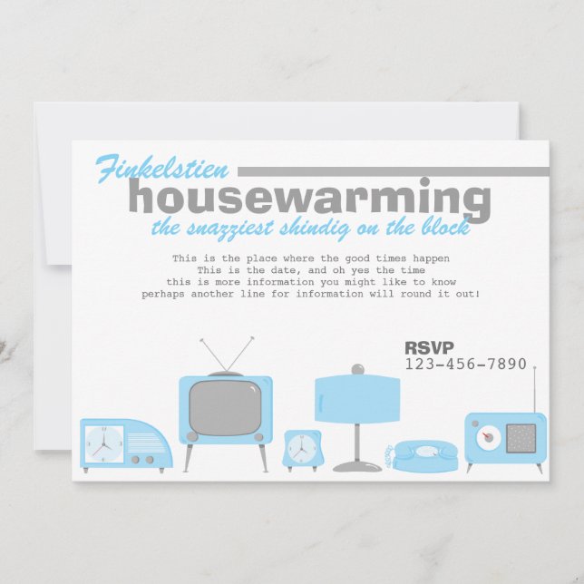 Retro Blue Electronics Invitation (Front)