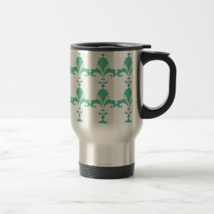 Retro Blue Fleur-De-Lis Pattern Travel Mug
