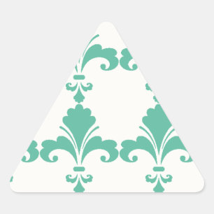 Retro Blue Fleur-De-Lis Pattern Triangle Sticker