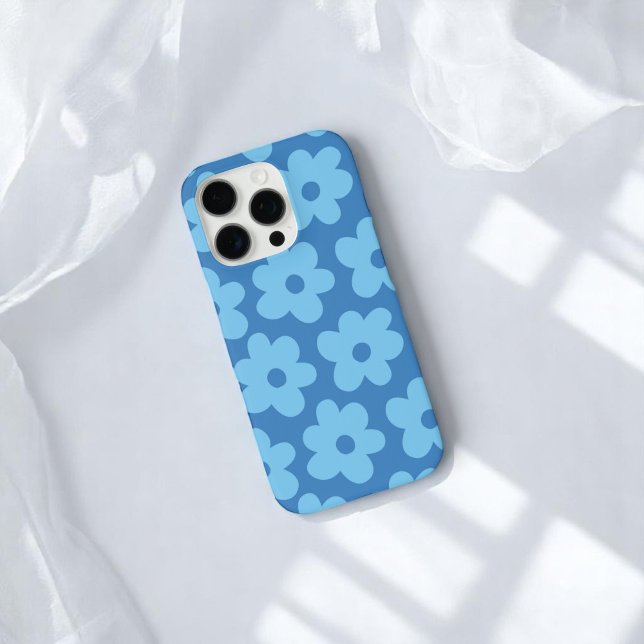Retro Blue Floral Whimsical Preppy Hippie Chic  Case-Mate iPhone Case (Creator Uploaded)
