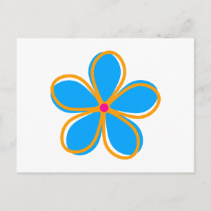 Retro Blue Flower Postcard