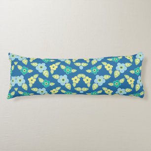 Retro Blue Flowers Pattern Body Cushion