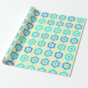 Retro Blue Gear Seamless Pattern Wrapping Paper