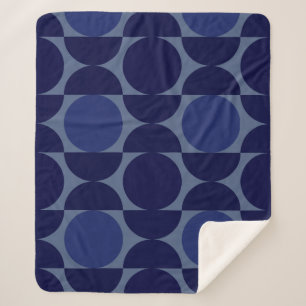 Retro Blue Geometric Sherpa Blanket