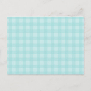 Retro Blue Gingham Chequered Pattern Background Postcard