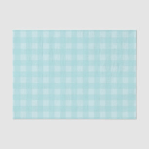 Retro Blue Gingham Chequered Pattern Background Tissue Paper