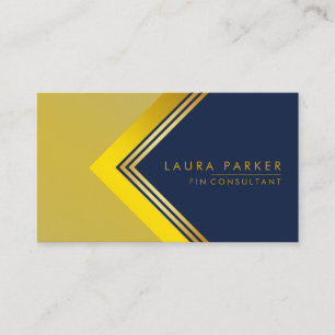 Retro Blue Gold Geometrical Finance Construction Business Card