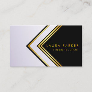 Retro Blue Gold Geometrical Finance Modern Business Card