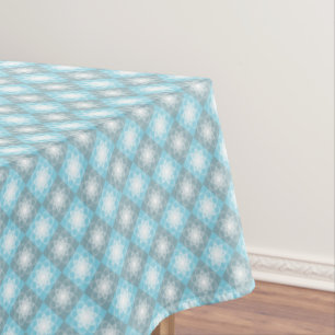 Retro Blue & Gray Geometric Pattern Rectangle Tablecloth