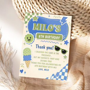 Retro Blue Green Boy Birthday Invitation