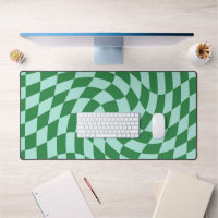 Retro Blue Green Checked Warped Chequered