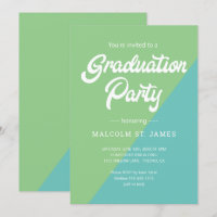 Retro Blue Green Colour Block Graduation Party