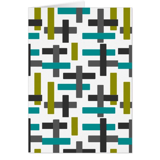 Retro Blue, Green, Grey Art Card