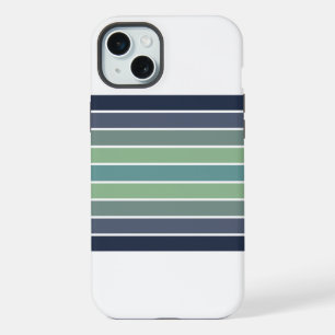 Retro Blue & Green Surfboard Striped iPhone 15 Plus Case