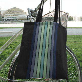 Retro Blue & Green Surfboard Striped  Tote Bag