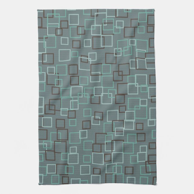Retro Blue Grey Kitchen Towel (Vertical)