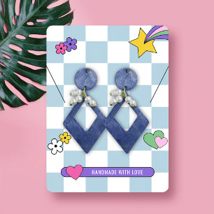Retro Blue Groovy Earrings Jewellery Display Cards