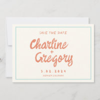 Retro Blue Handwriting Wedding Save the Date