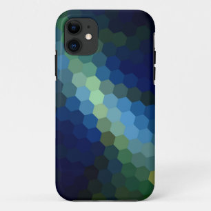 retro blue hexagon seamless abstract art iPhone 11 case
