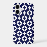 Retro Blue Interlocking Circles Geometric Pattern
