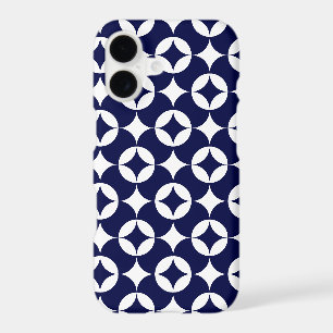Retro Blue Interlocking Circles Geometric Pattern