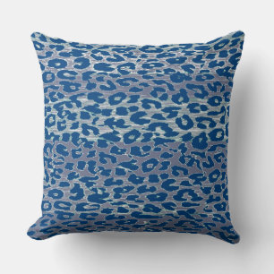 Retro Blue Leopard Print Skin Cushion