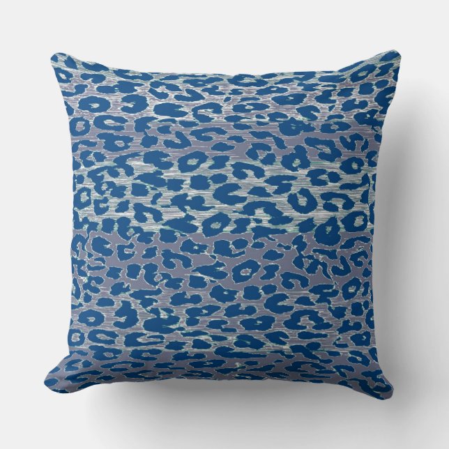 Retro Blue Leopard Print Skin Cushion (Front)