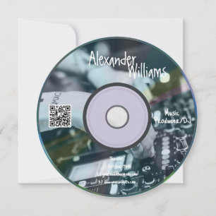 Retro Blue Music Producer CD DJ Business Card