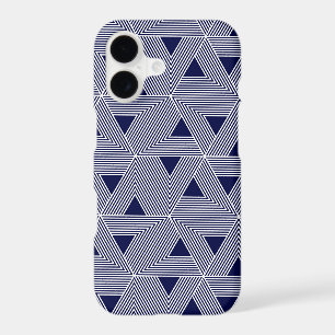 Retro Blue Navy Japan Triangle Geometric Pattern
