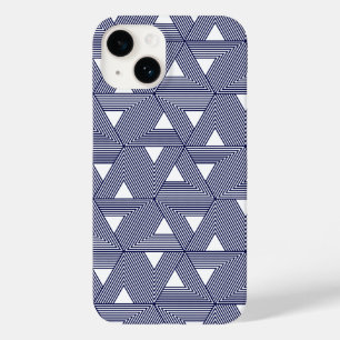 Retro Blue Navy Japan Triangle Geometric Pattern Case-Mate iPhone 14 Case