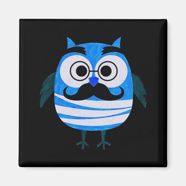 Retro Blue Owl Magnet (Front)