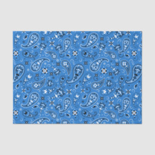 Retro Blue Paisley Bandanna Pattern Tissue Paper