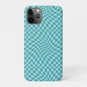 Retro Blue Pastel Warped Checks Chequerboard    Case-Mate iPhone Case
