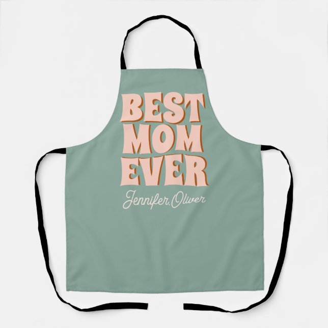 Retro Blue Pink Funny  Mothers Day  Apron (Front)