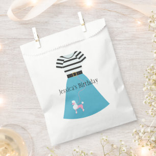Retro Blue Poodle Skirt Customisable Birthday Favour Bags