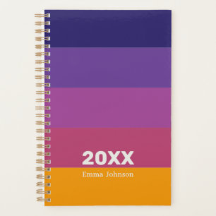 Retro Blue Purple Plum Orange Stripe 2026 Name Planner